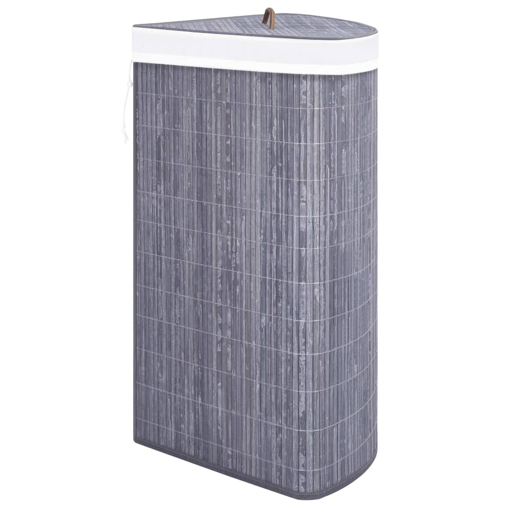 vidaXL Rohový bambusový koš na prádlo šedý 60 l
