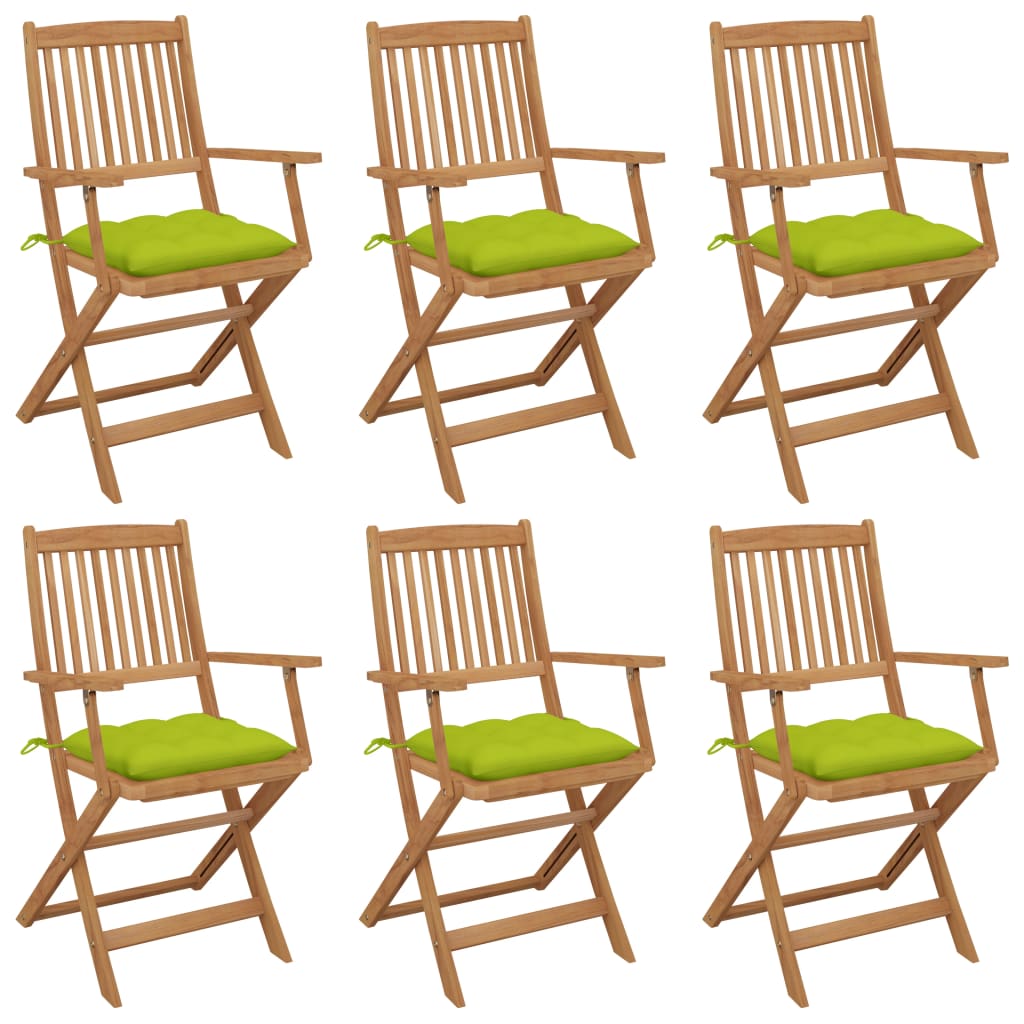vidaXL Skládací zahradní židle 6 ks s poduškami masivní akácie