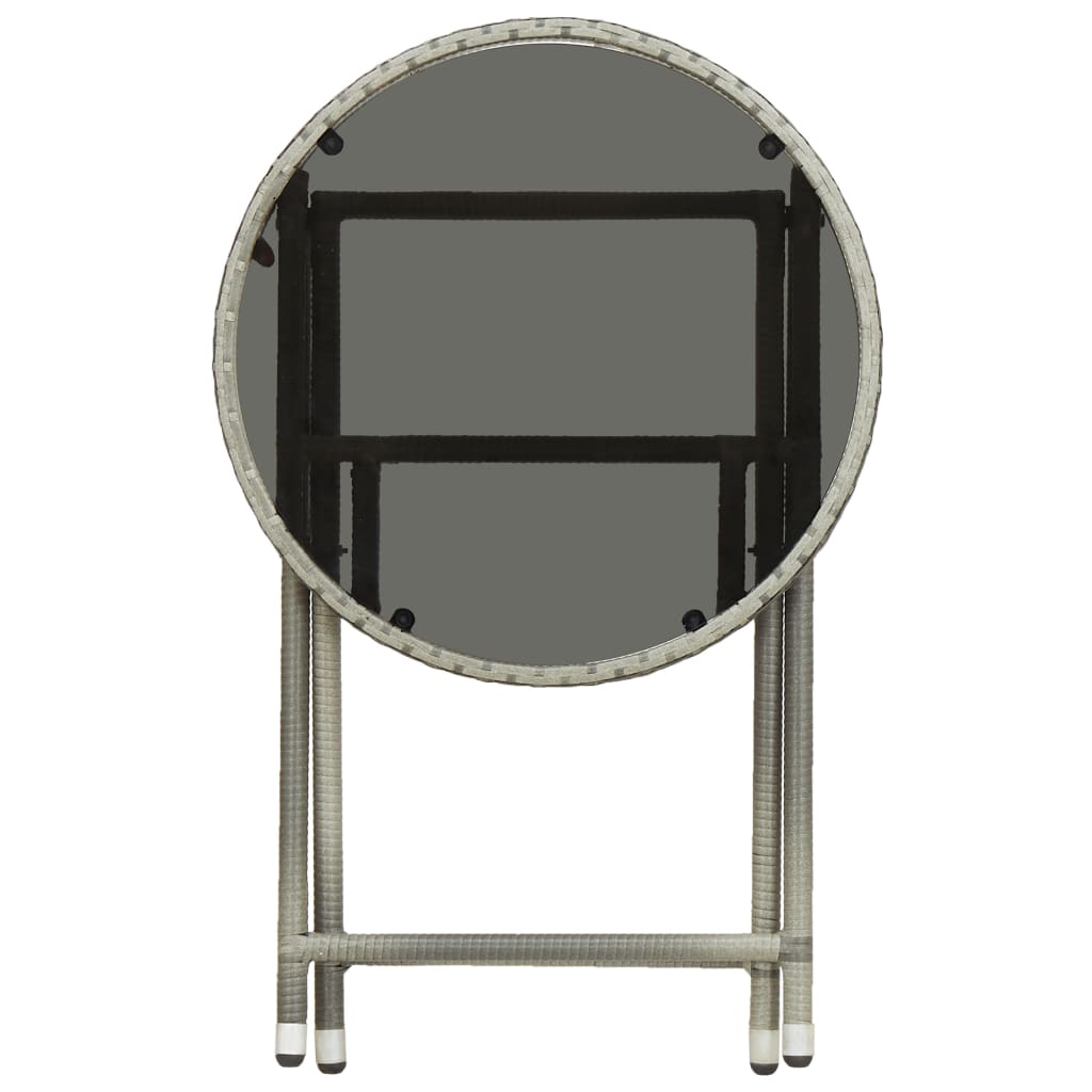 vidaXL Čajový stolek šedý 60 cm polyratan a tvrzené sklo