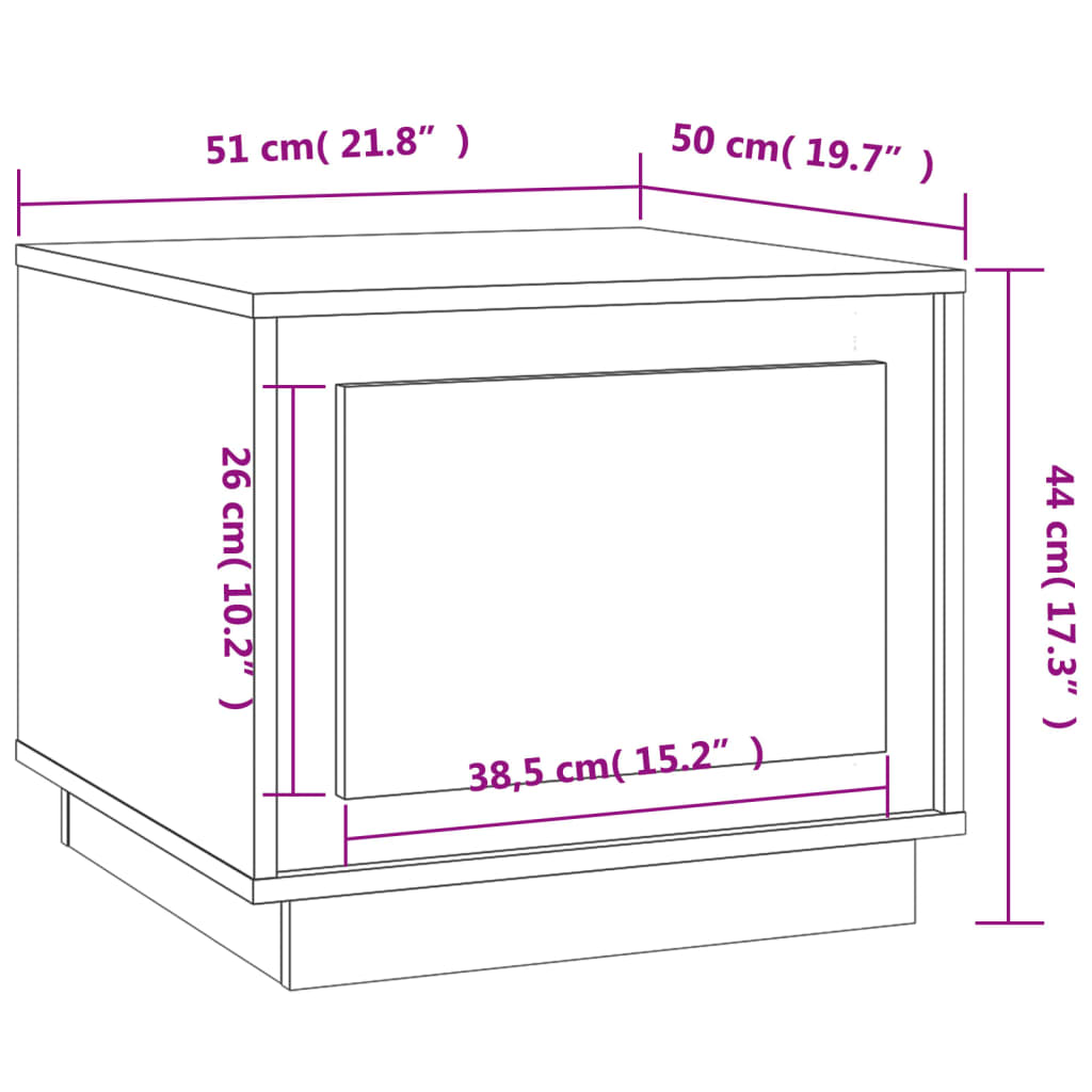 vidaXL Konferenční stolek lesklý bílý 51 x 50 x 44 cm kompozitní dřevo