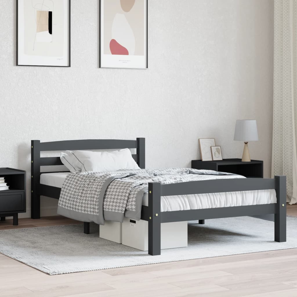 vidaXL Rám postele tmavě šedý masivní borové dřevo 100 x 200 cm