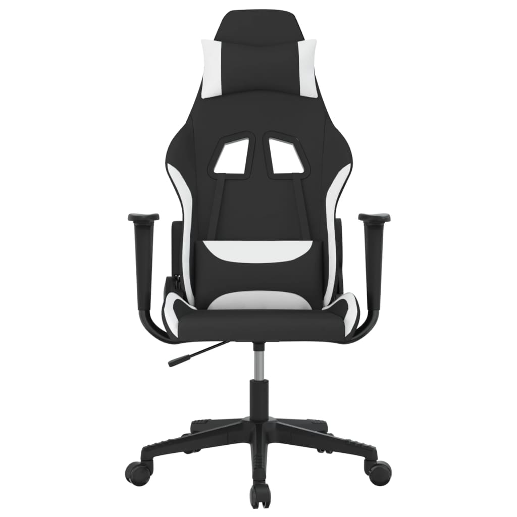 vidaXL Masážní herní židle černá a bílá textil