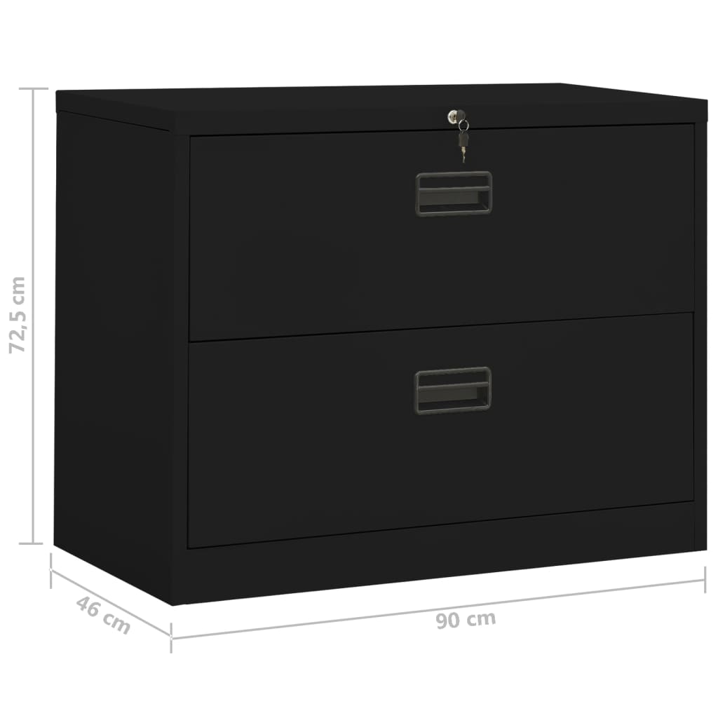 vidaXL Kancelářská skříň černá 90 x 46 x 72,5 cm ocel