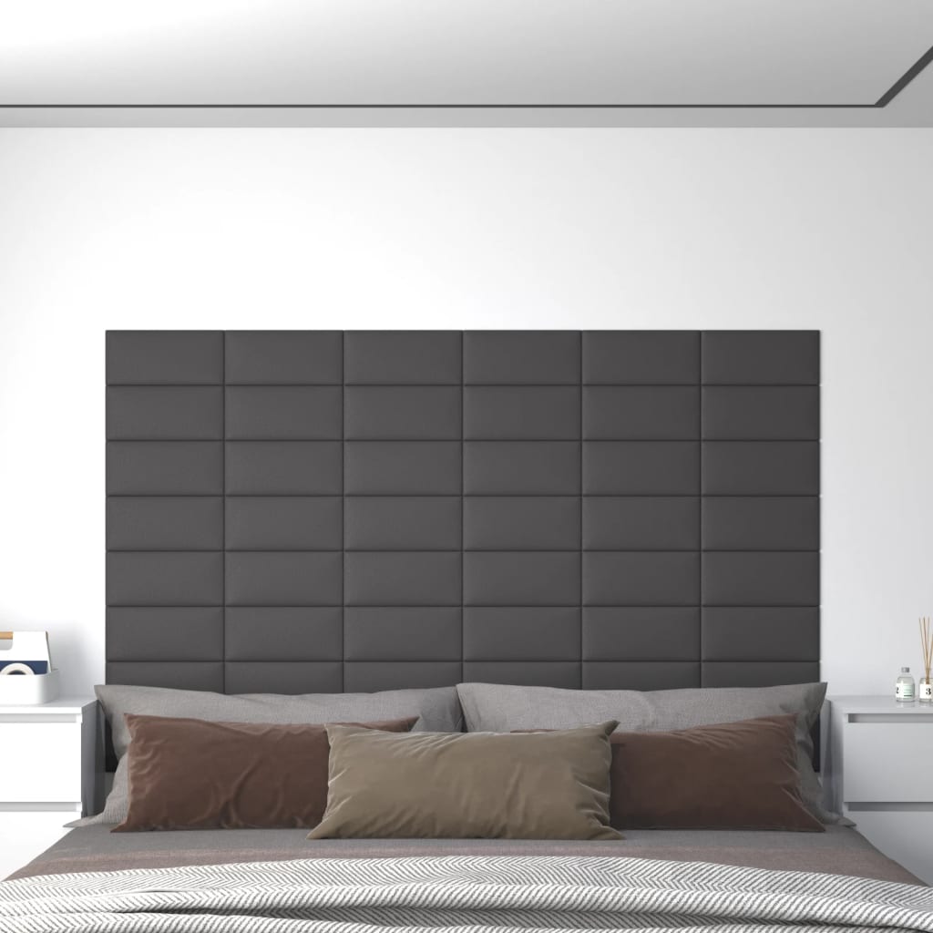 vidaXL Nástěnné panely 12 ks šedé 30 x 15 cm umělá kůže 0,54 m²