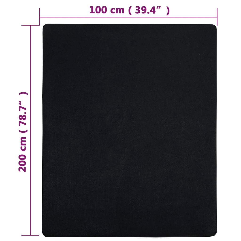 vidaXL Jersey prostěradla 2 ks černá 100x200 cm bavlna