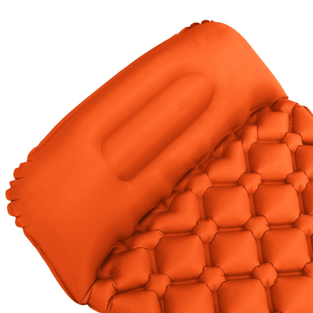 vidaXL Nafukovací karimatka s polštářem 58 x 190 cm oranžová