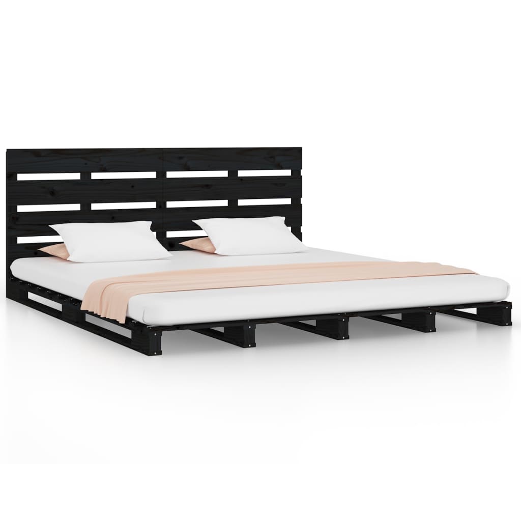 vidaXL Rám postele černý 135 x 190 cm masivní borovice Double