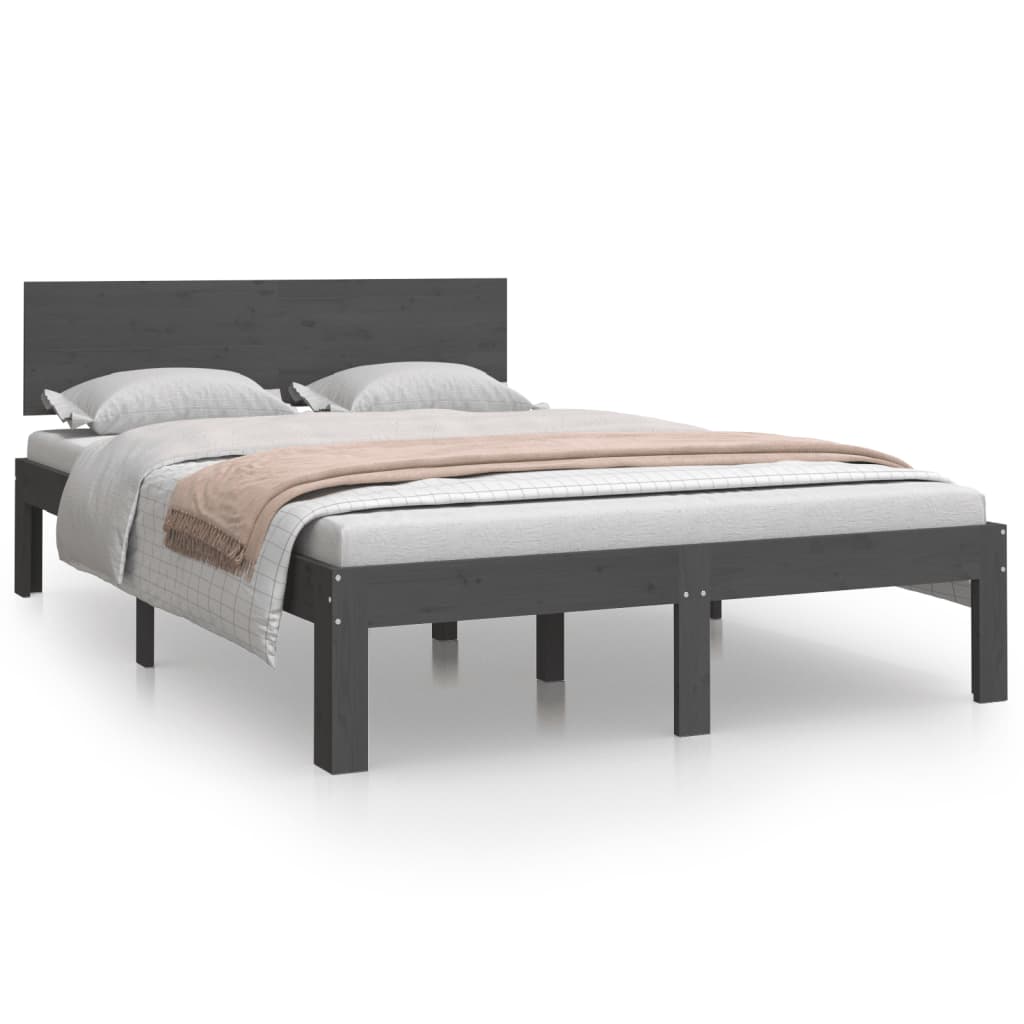 vidaXL Rám postele šedý masivní borovice 120 x 190 cm Small Double