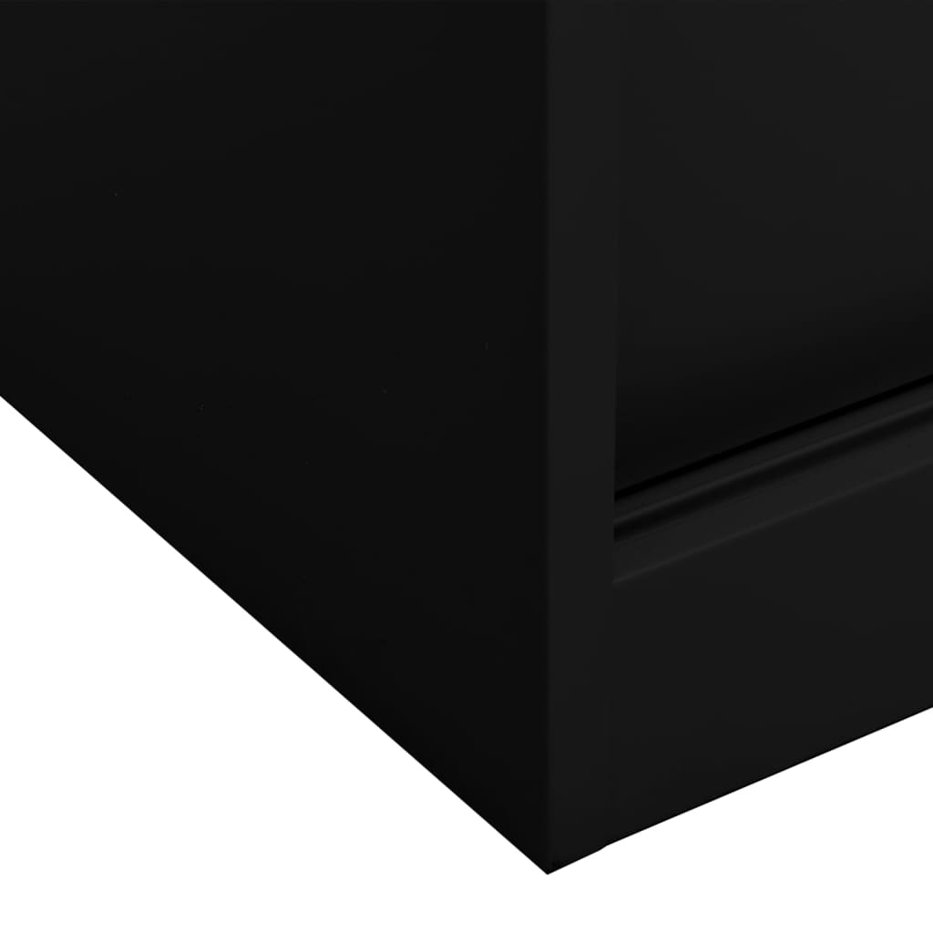 vidaXL Kancelářská skříň s posuvnými dveřmi černá 90 x 40 x 90 cm ocel