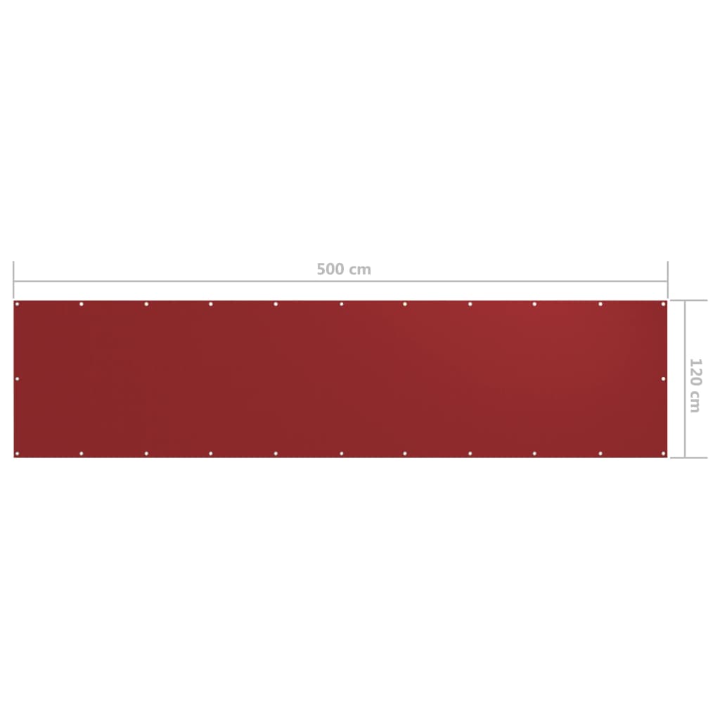 vidaXL Balkónová zástěna červená 120 x 500 cm oxfordská látka
