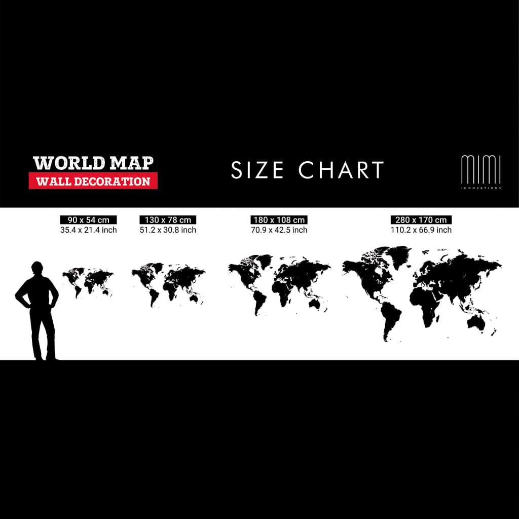 MiMi Innovations Dřevěná nástěnná mapa světa Giant hnědá 280 x 170 cm
