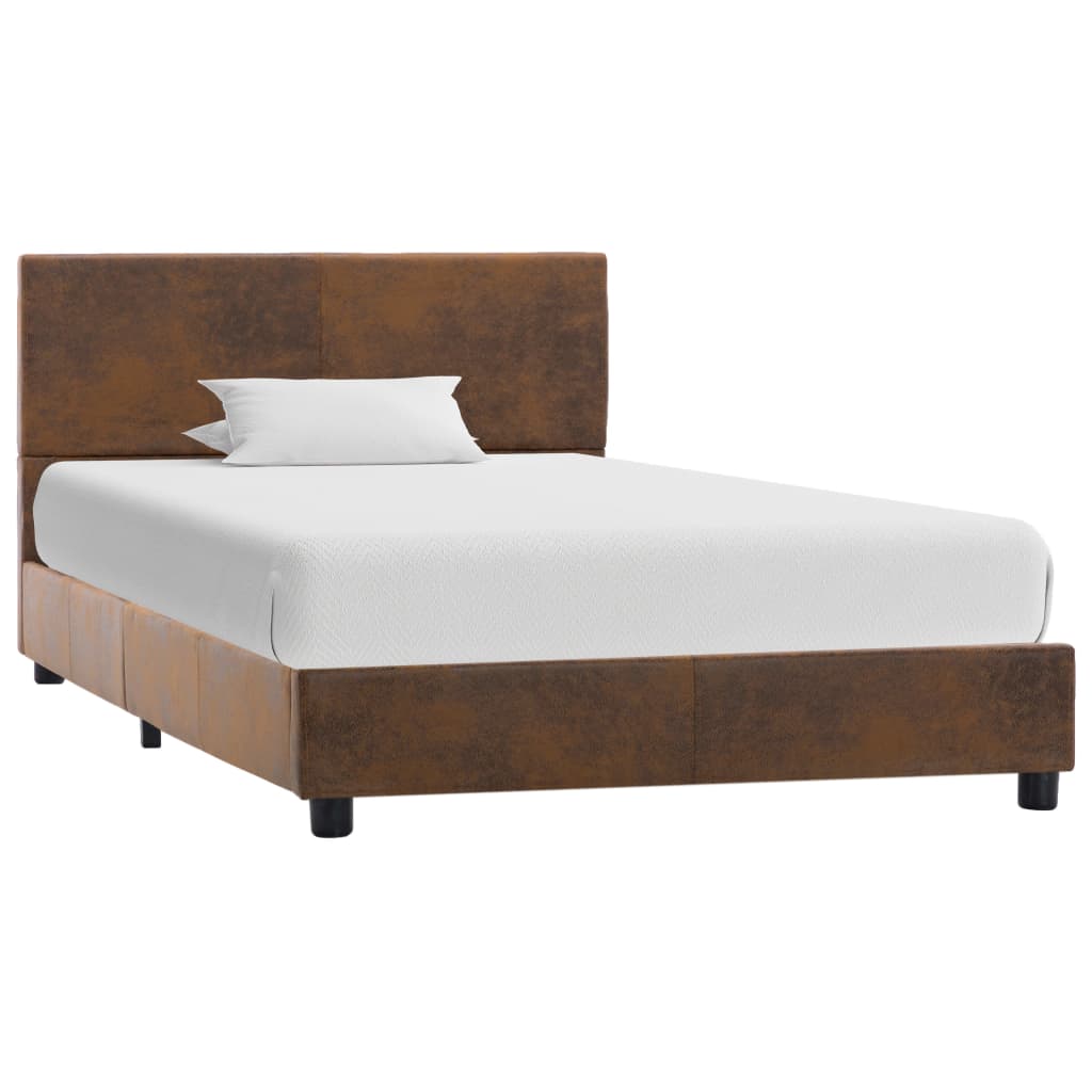 vidaXL Rám postele hnědý umělá broušená kůže 100 x 200 cm