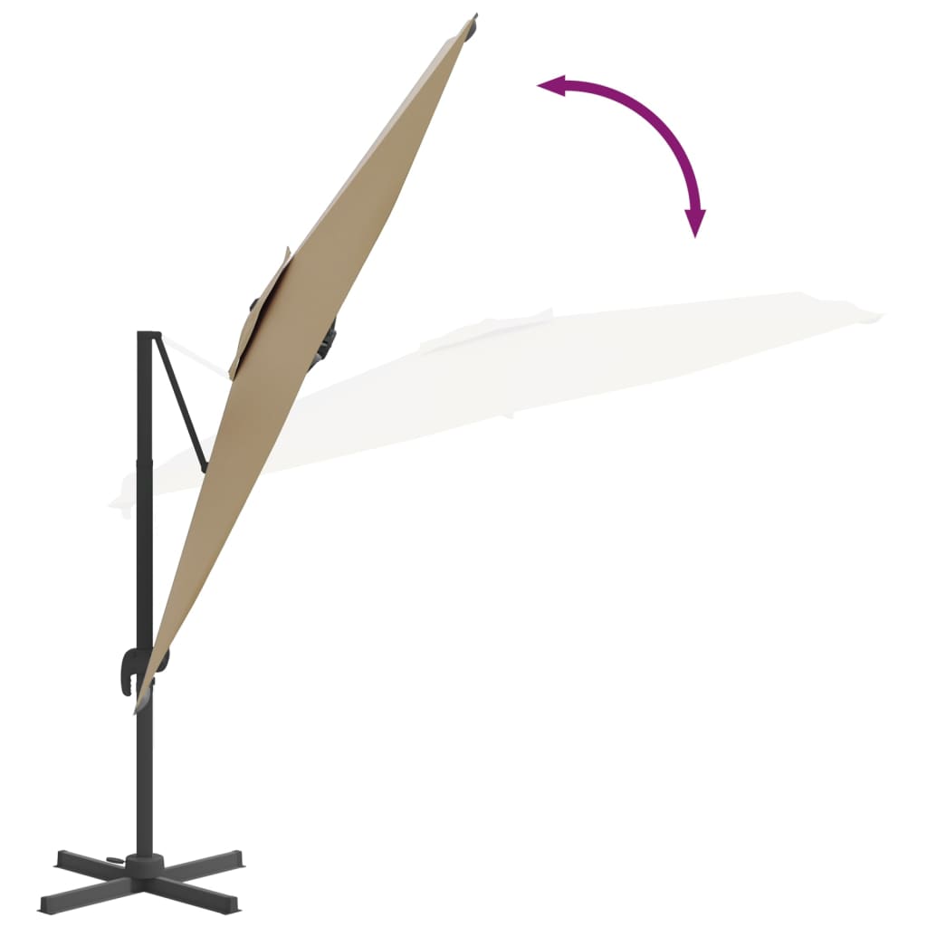vidaXL Konzolový slunečník s hliníkovou tyčí taupe 300 x 300 cm
