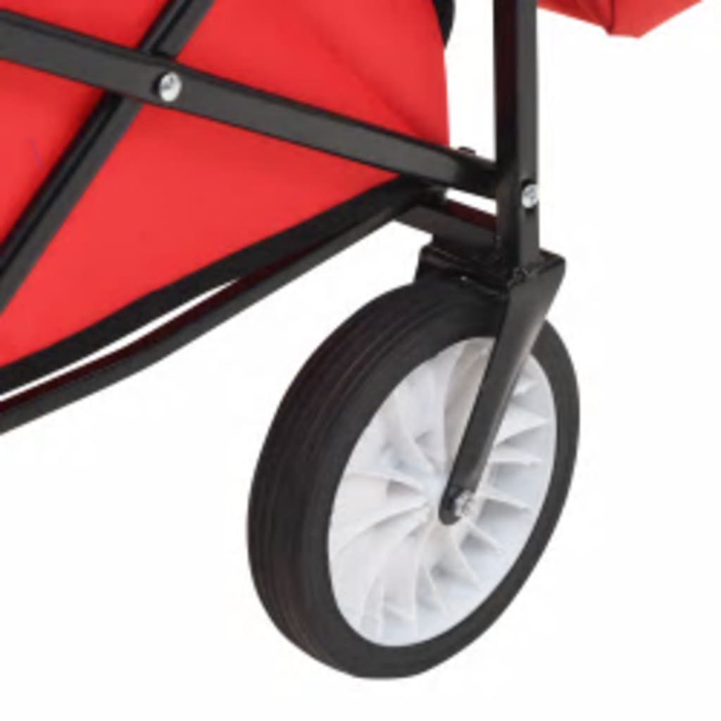 vidaXL Skládací ruční vozík se stříškou ocelový červený