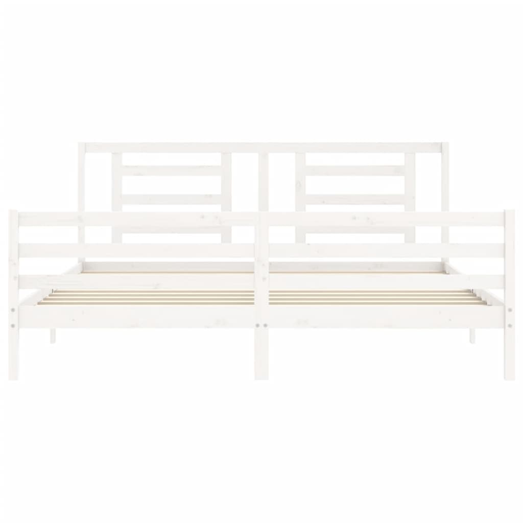 vidaXL Rám postele s čelem bílý 200 x 200 cm masivní dřevo