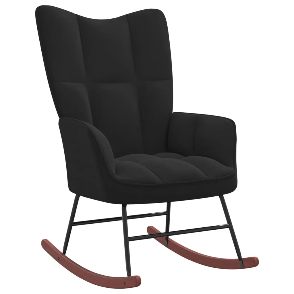vidaXL Houpací křeslo se stoličkou černé samet