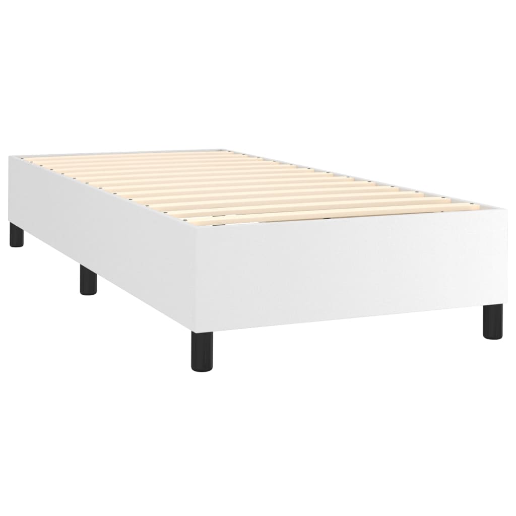 vidaXL Box spring postel s matrací a LED bílá 90x200 cm umělá kůže