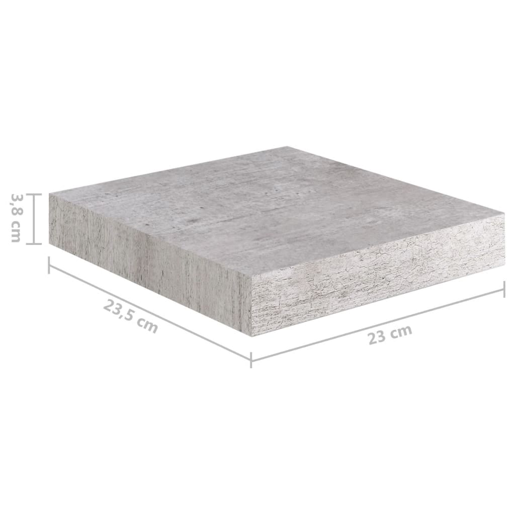 vidaXL Plovoucí nástěnná police betonově šedá 23 x 23,5 x 3,8 cm MDF