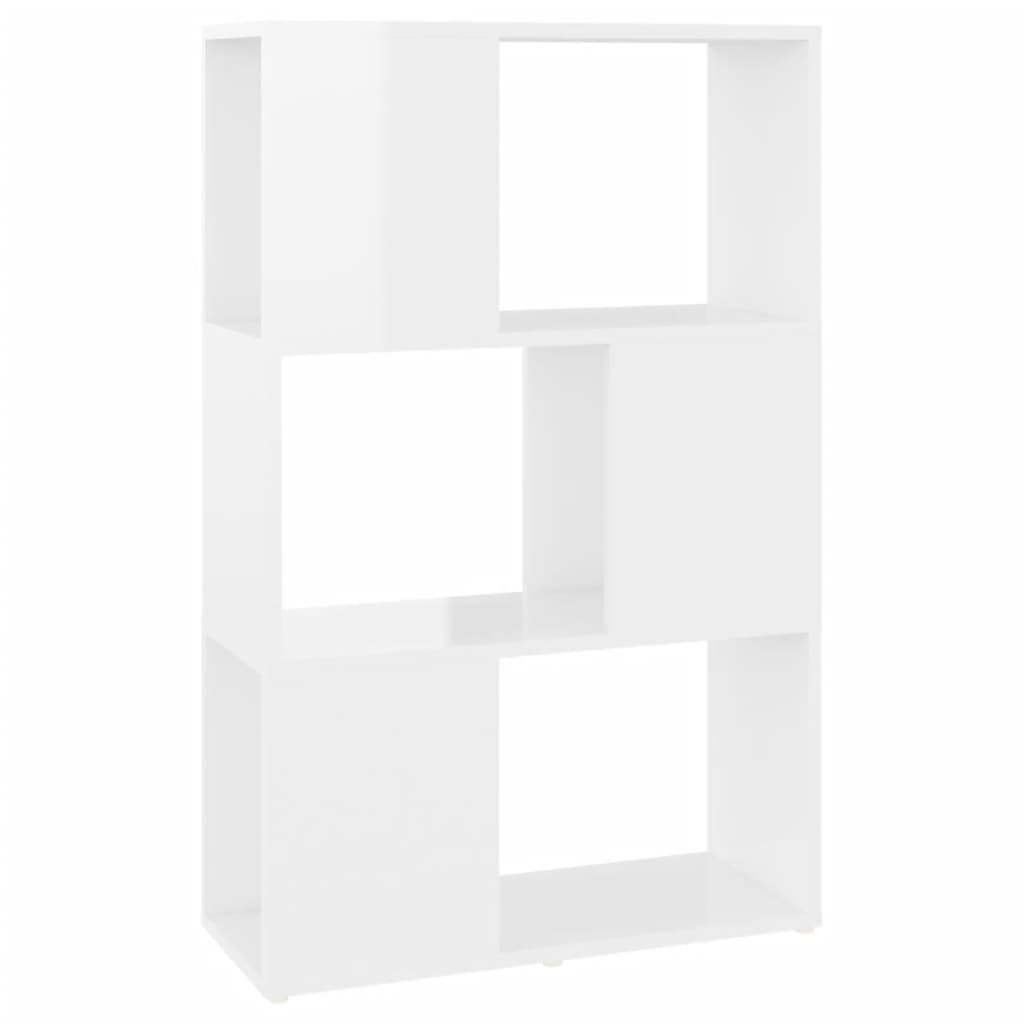 vidaXL Knihovna/dělicí stěna bílá vysoký lesk 60x24x94 cm dřevotříska