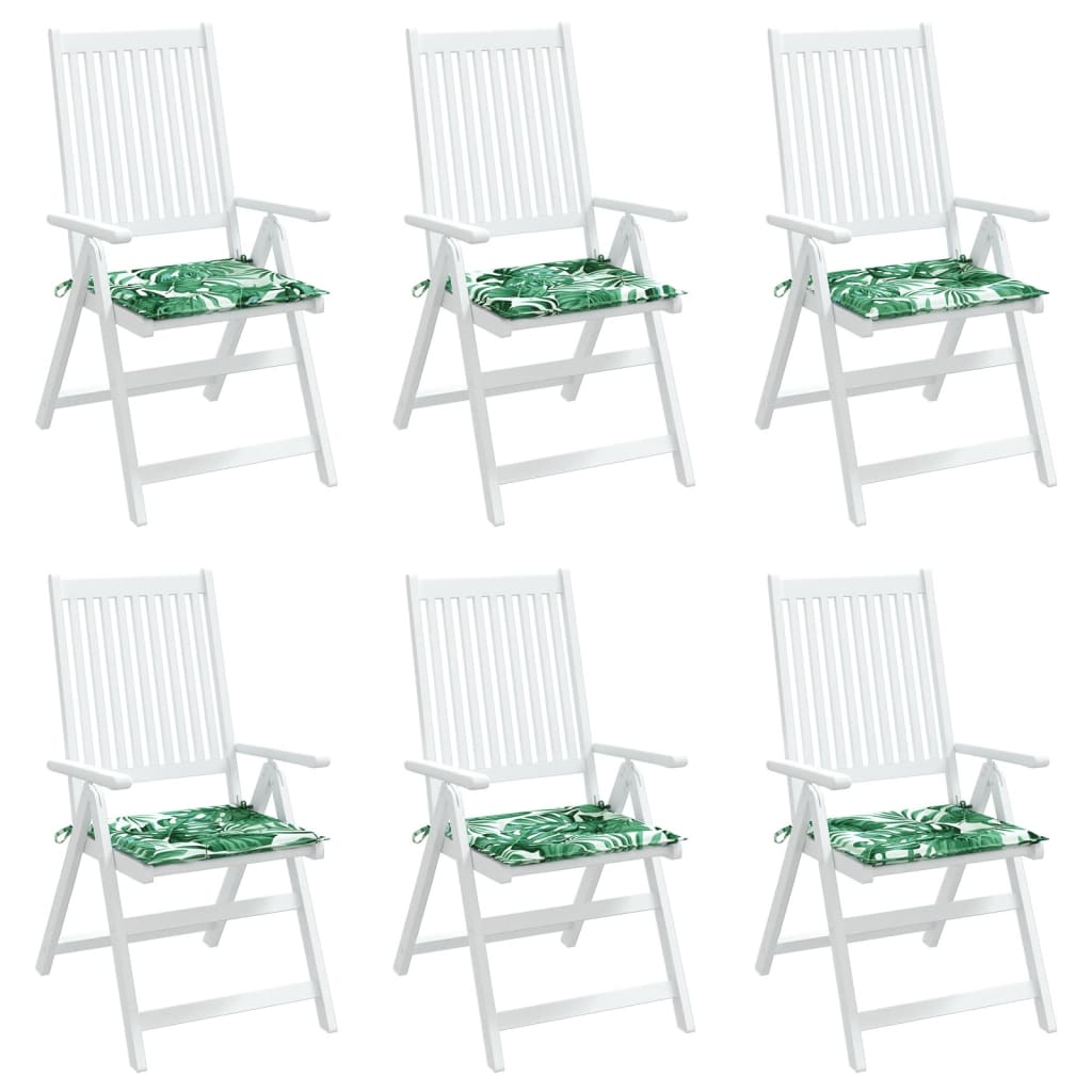 vidaXL Podušky na židli 6 ks vzor listů 50 x 50 x 3 cm textil