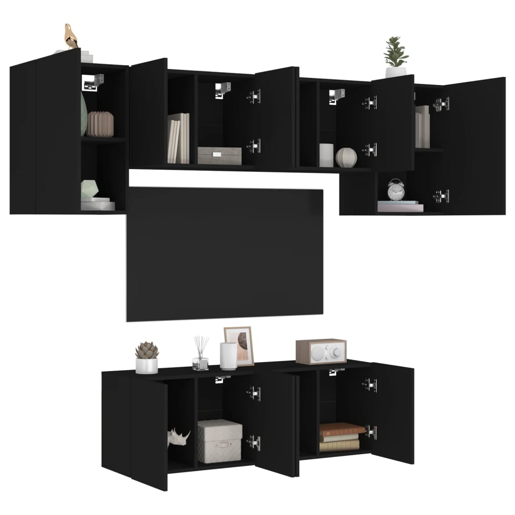 vidaXL 6dílná obývací stěna černá kompozitní dřevo