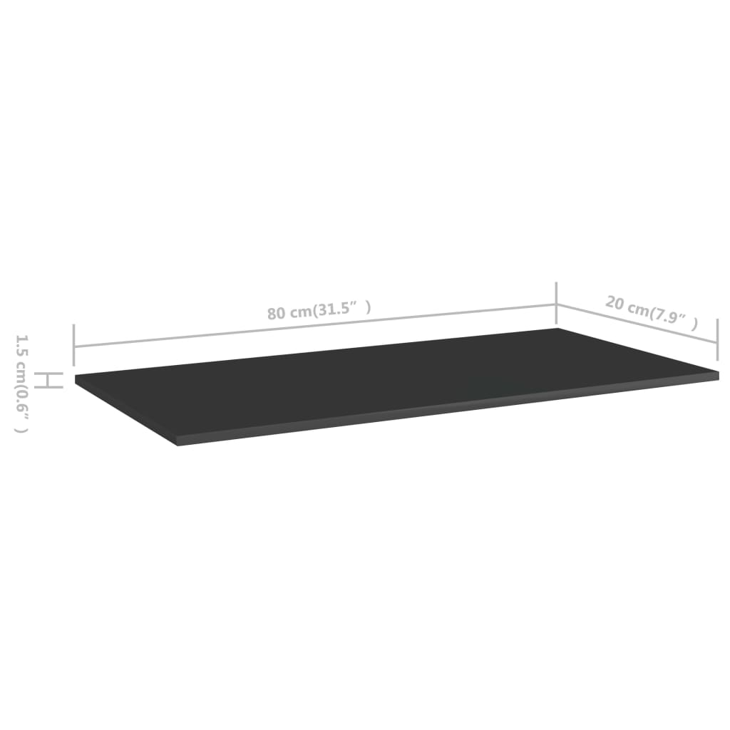 vidaXL Přídavné police 8 ks černé vysoký lesk 80x20x1,5 cm dřevotříska