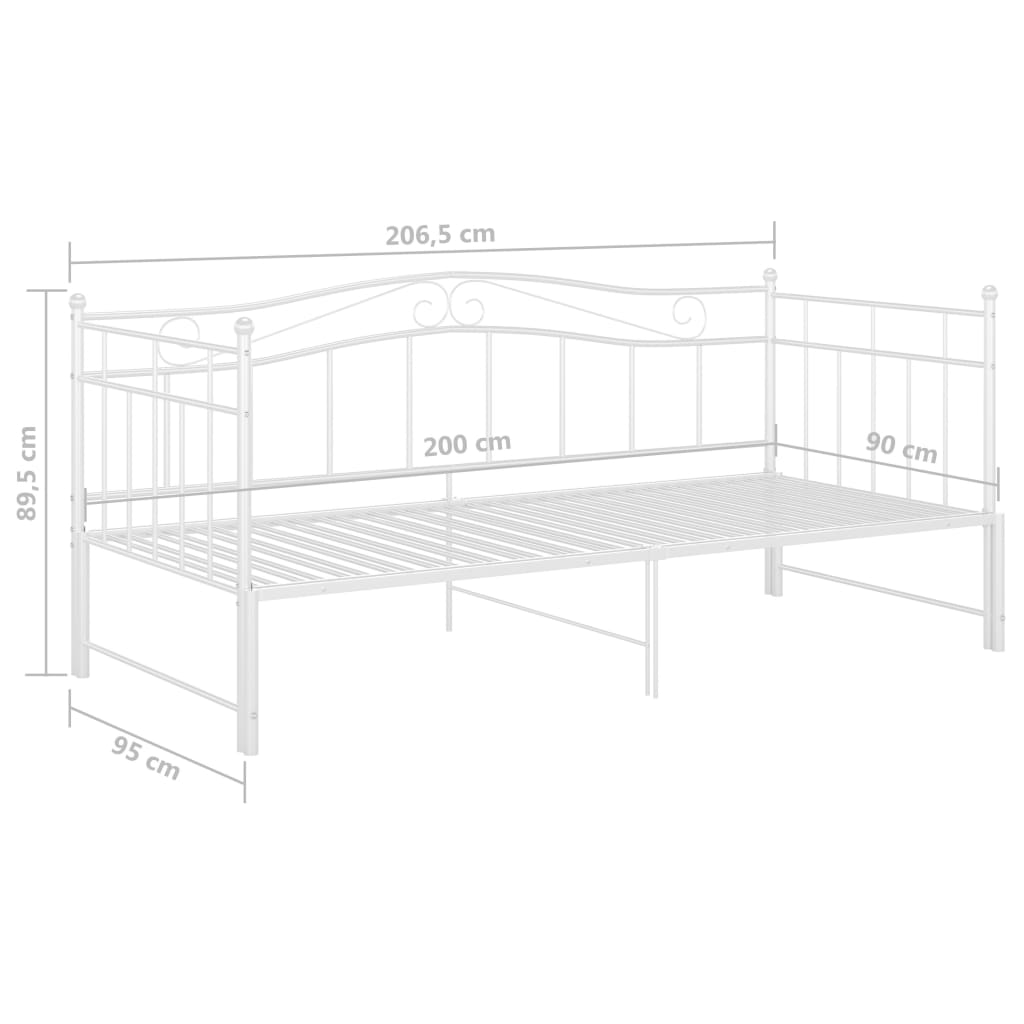 vidaXL Rám vysouvací postele/pohovky bílý kovový 90 x 200 cm