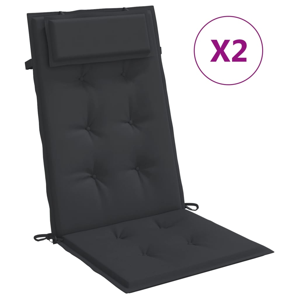 vidaXL Podušky na židli s vysokým opěradlem 2 ks černé látka oxford