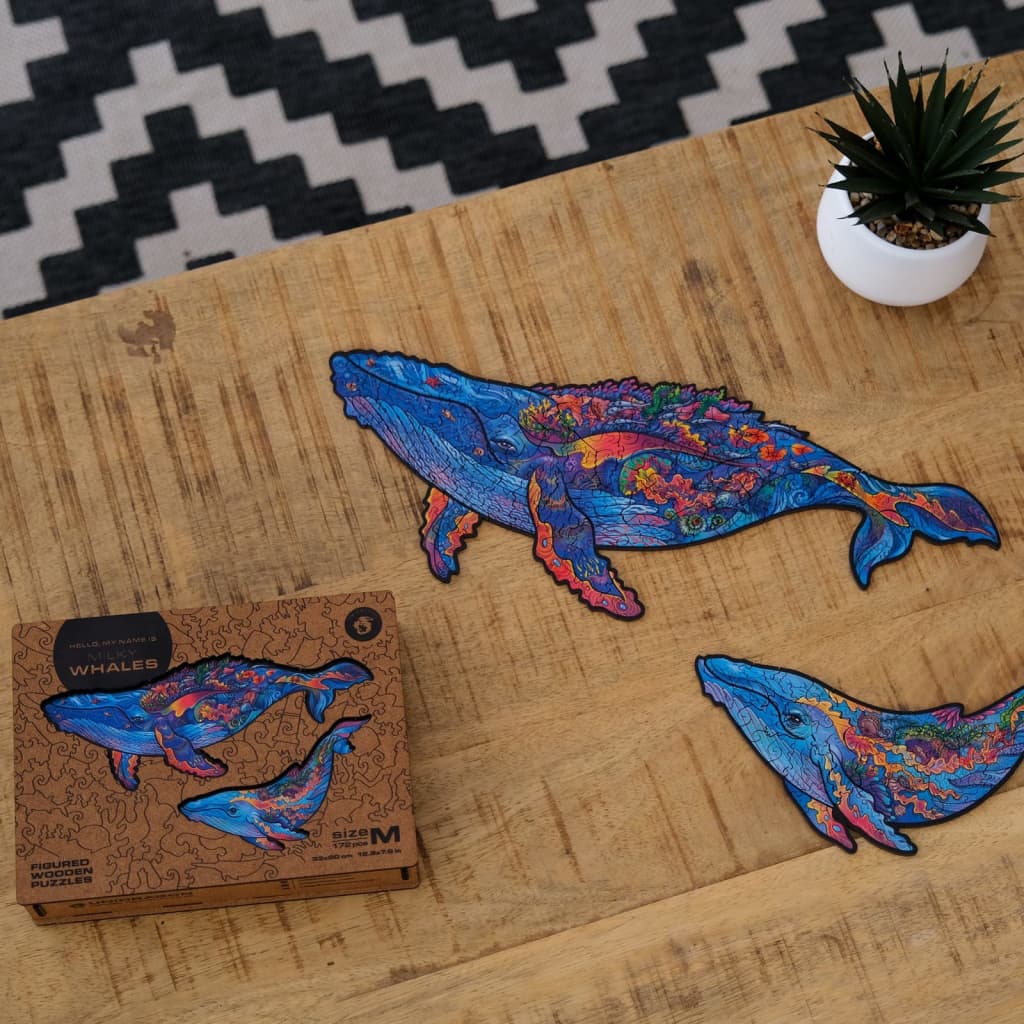 UNIDRAGON 172dílné dřevěné puzzle Milky Whales střední 33 x 20 cm