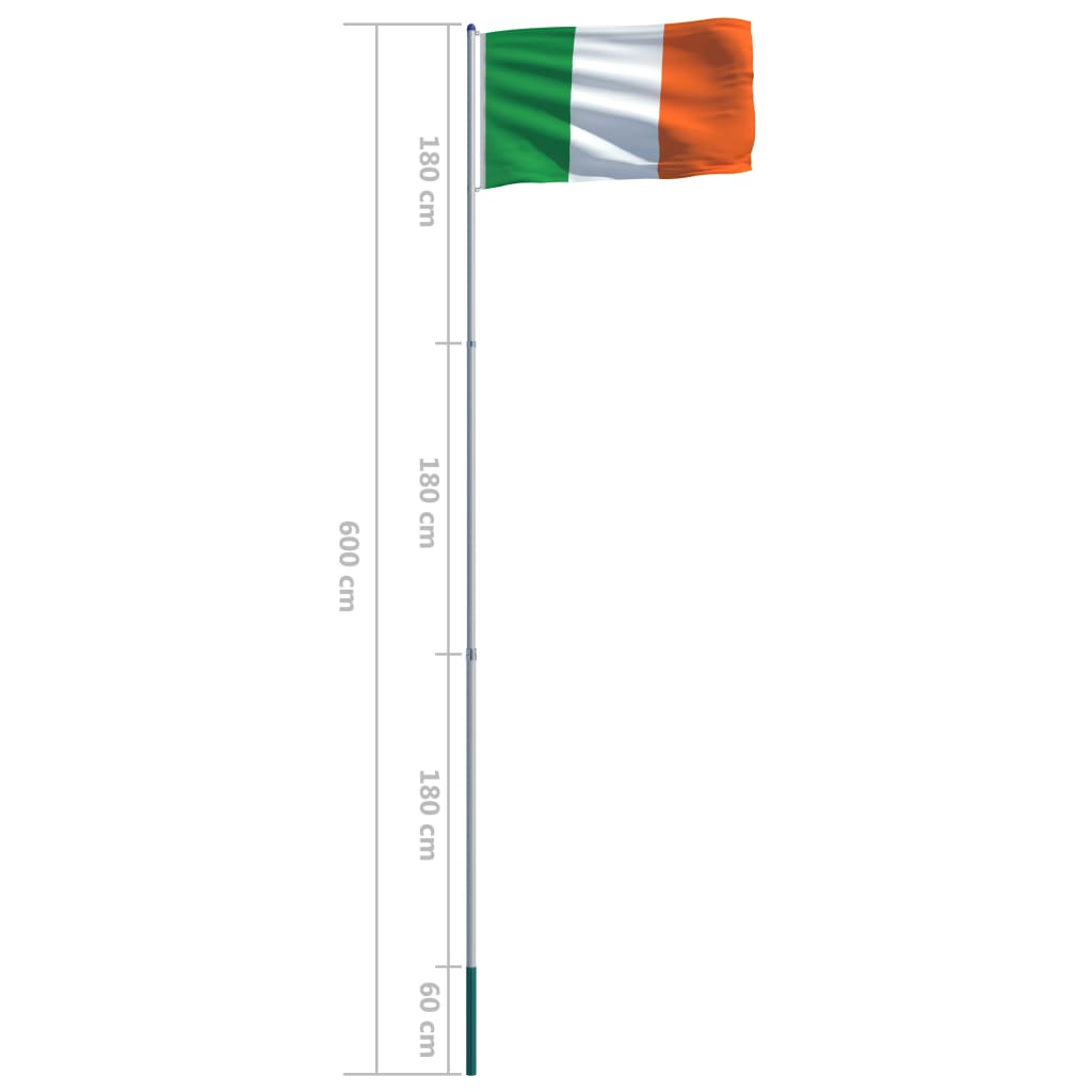 vidaXL Irská vlajka a stožár hliník 6 m