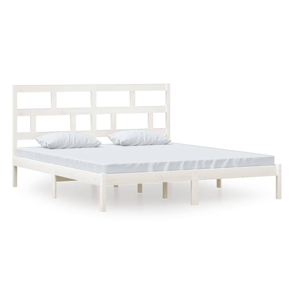 vidaXL Rám postele bílý 180 x 200 cm Super King masivní dřevo