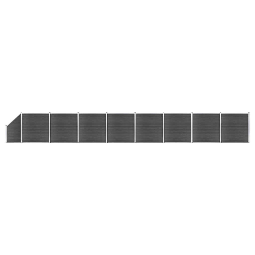 vidaXL Set plotového dílce WPC 1484 x (105–186) cm černý