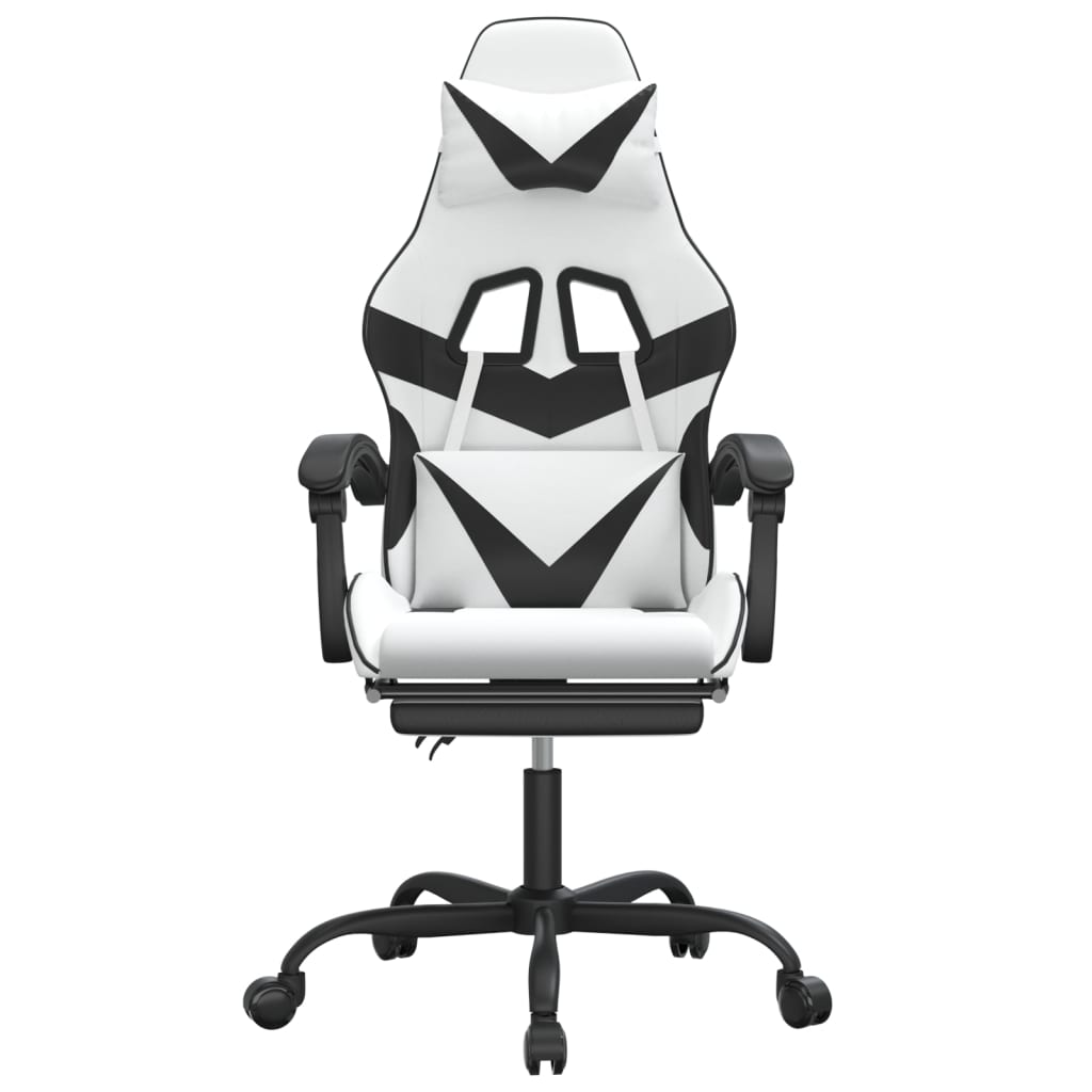 vidaXL Otočná herní židle s podnožkou bílá a černá umělá kůže