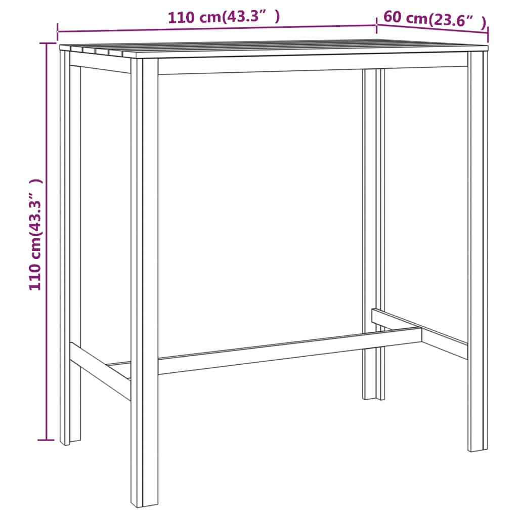 vidaXL Barový stůl 110 x 60 x 110 cm impregnovaná borovice