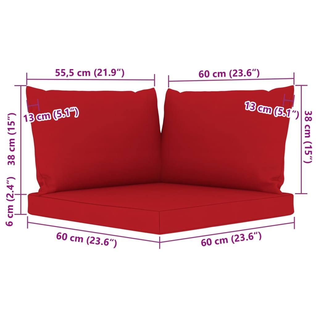 vidaXL 9dílná zahradní sedací souprava s červenými poduškami