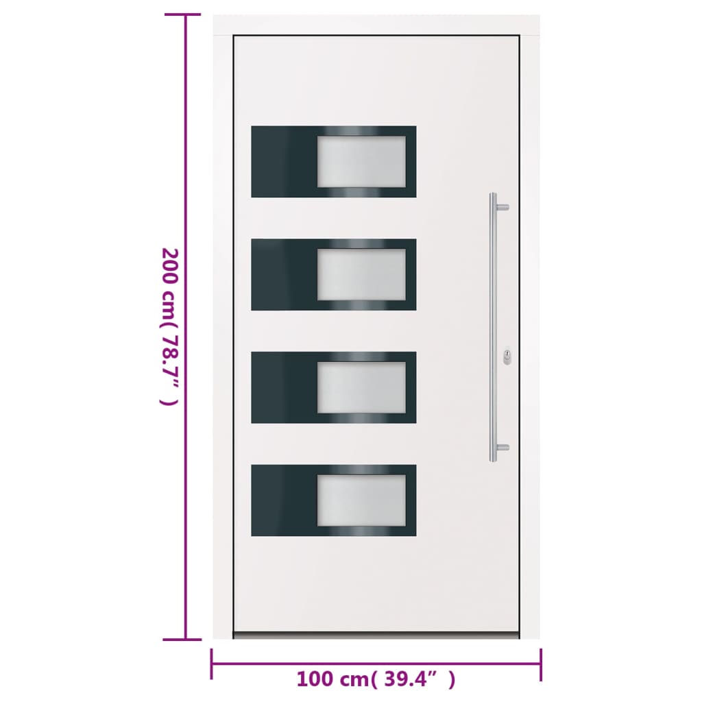 vidaXL Vchodové dveře bílé 100 x 200 cm hliník a PVC