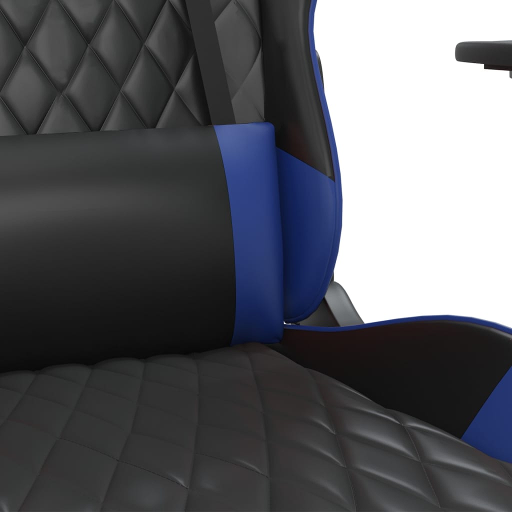 vidaXL Masážní herní židle s podnožkou černá a modrá umělá kůže