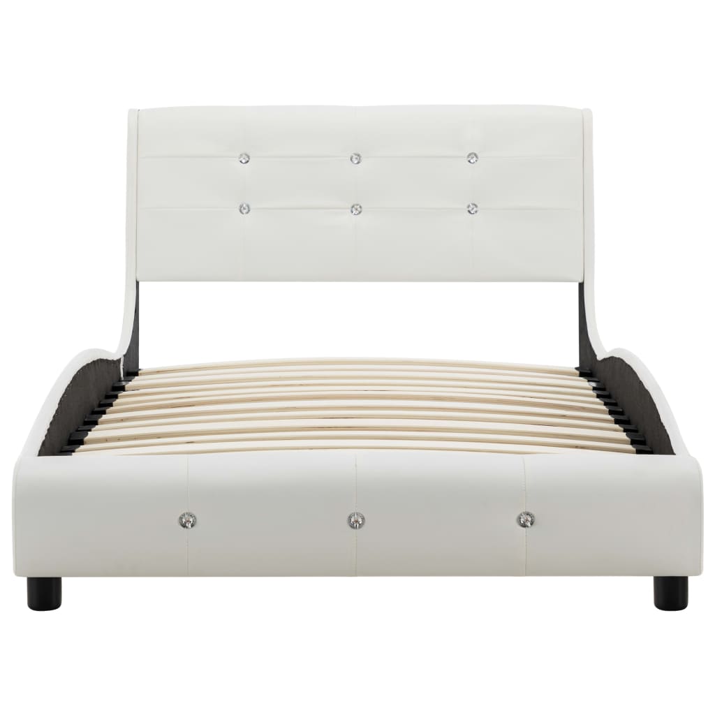 vidaXL Rám postele bílý umělá kůže 90 x 200 cm