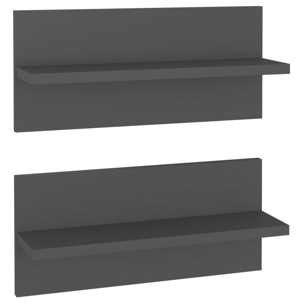 vidaXL Nástěnné police 2 ks šedé 40 x 11,5 x 18 cm dřevotříska