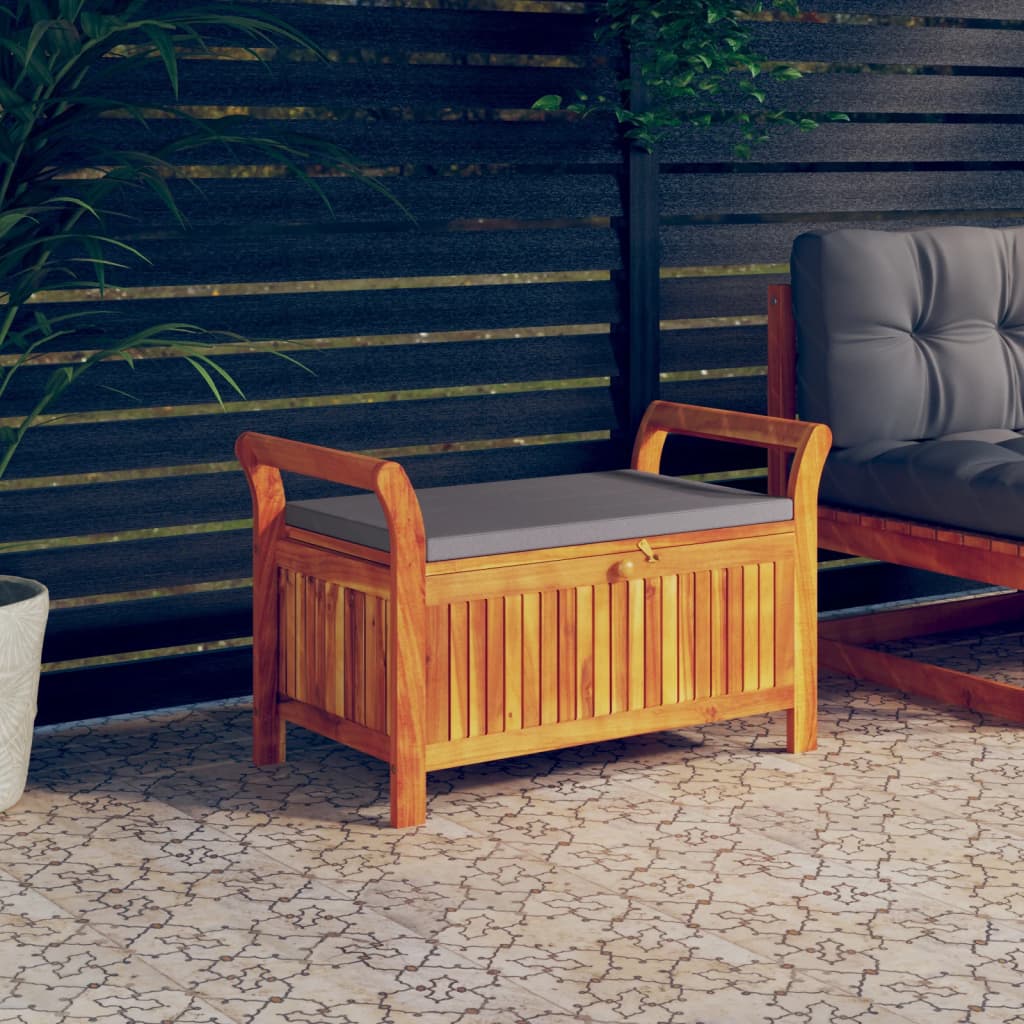 vidaXL Zahradní úložná lavice s poduškou 91 cm masivní akáciové dřevo