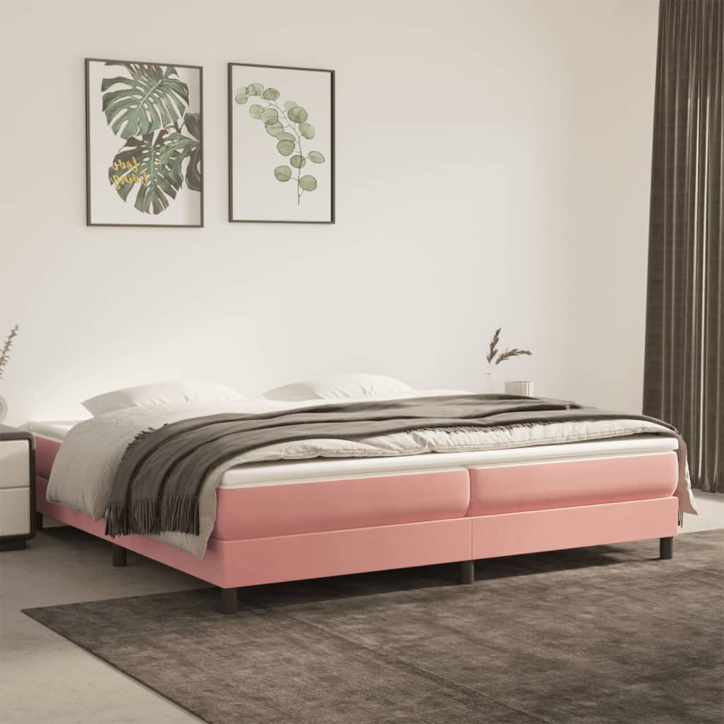 vidaXL Rám postele růžový 200 x 200 cm samet