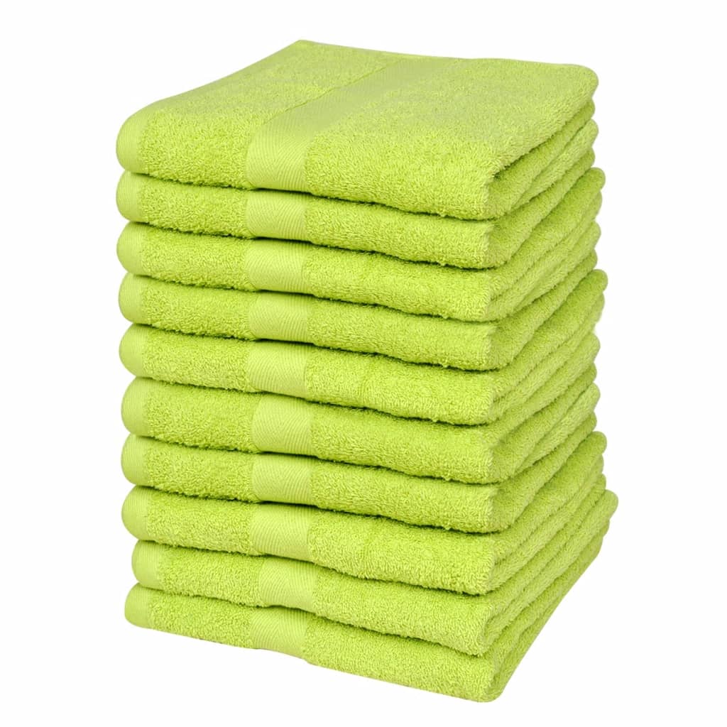 vidaXL Sada ručníků pro hosty 10 ks bavlna 500 g/m² 30 x 50 cm zelená