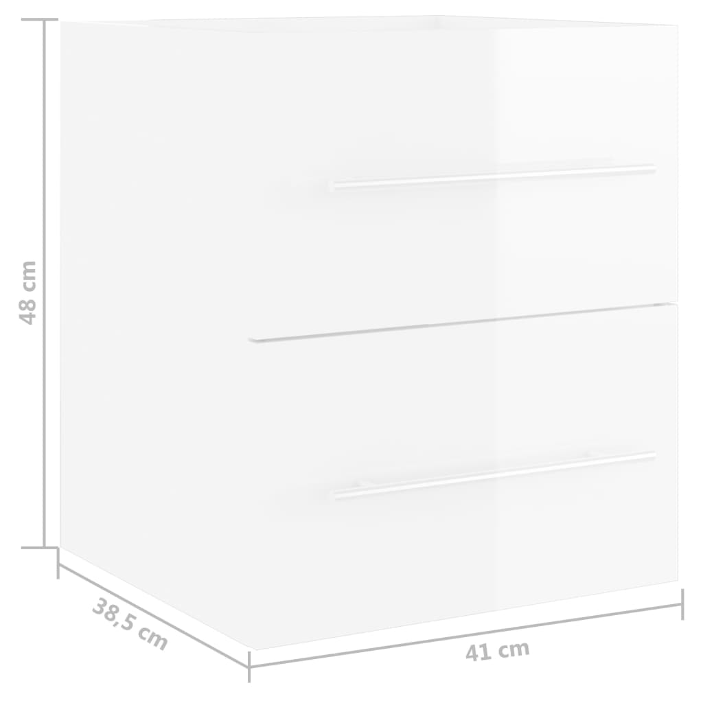 vidaXL Skříňka pod umyvadlo bílá vysoký lesk 41x38,5x48 cm dřevotříska
