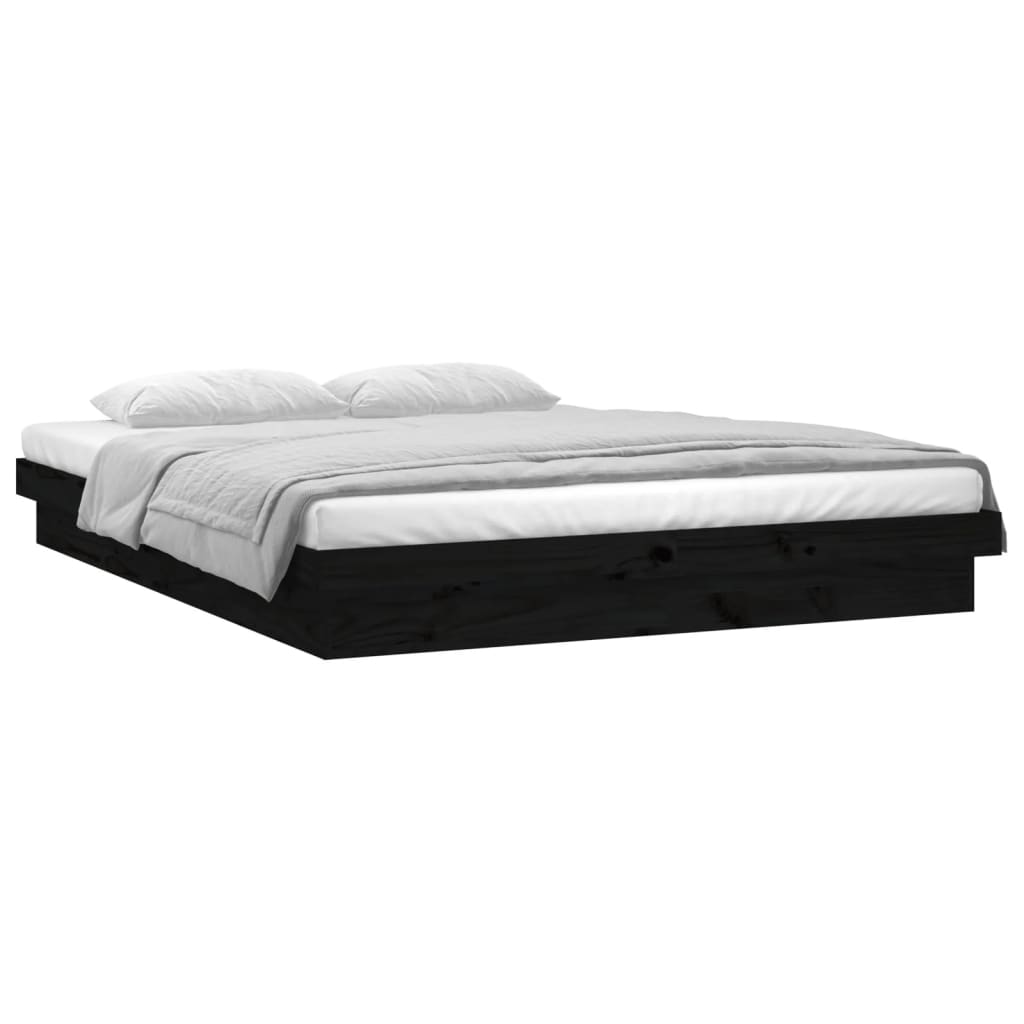 vidaXL Rám postele s LED černý 120 x 190 cm Small Double masivní dřevo