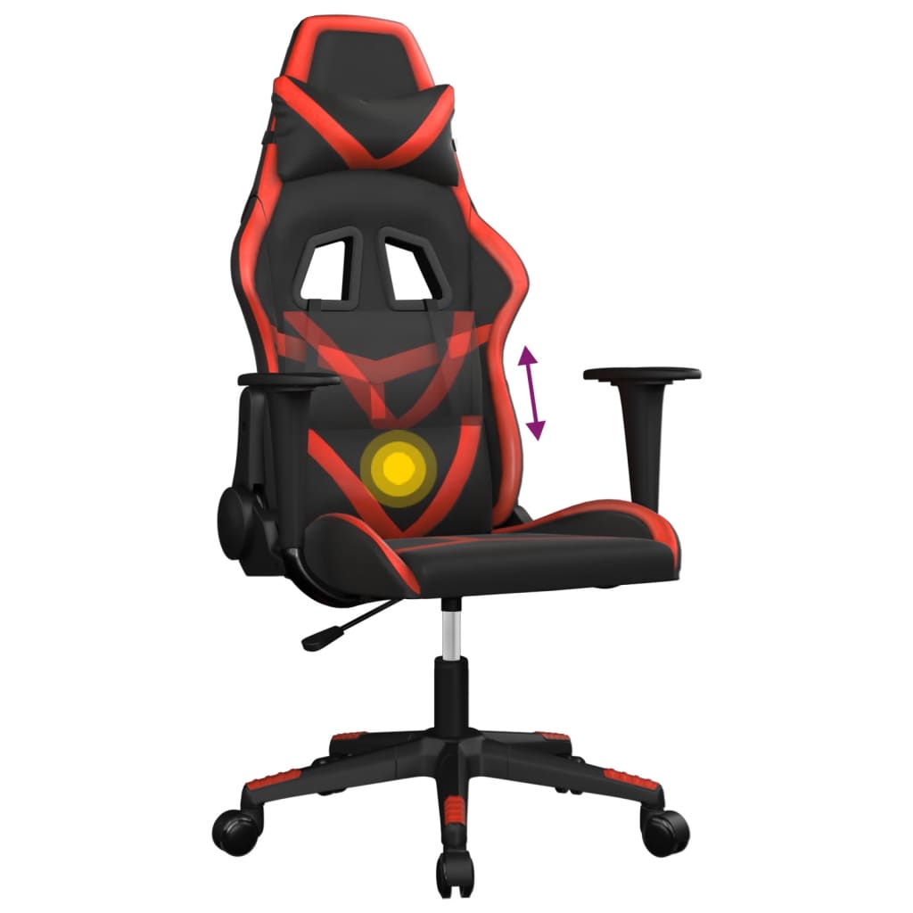 vidaXL Masážní herní židle černá a červená umělá kůže