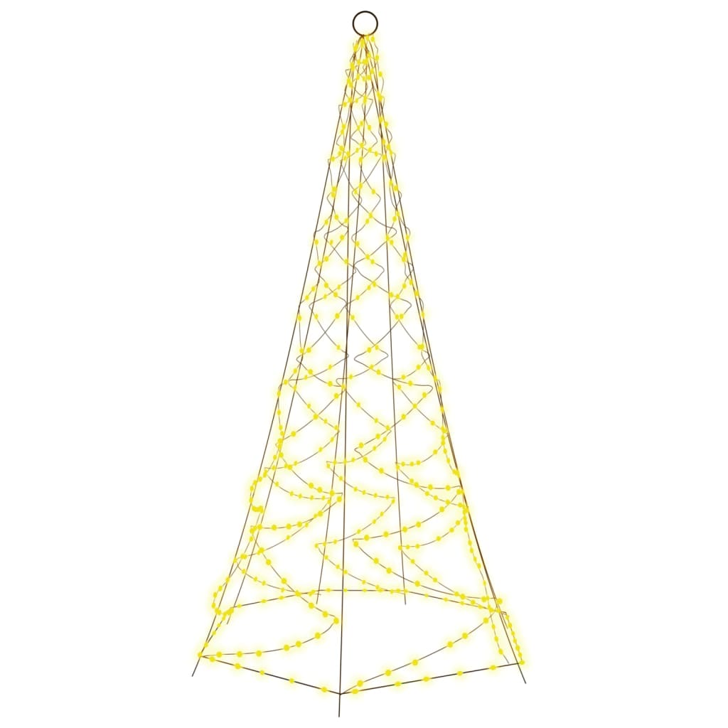 vidaXL Vánoční stromek na stožár 200 teplých bílých LED diod 180 cm