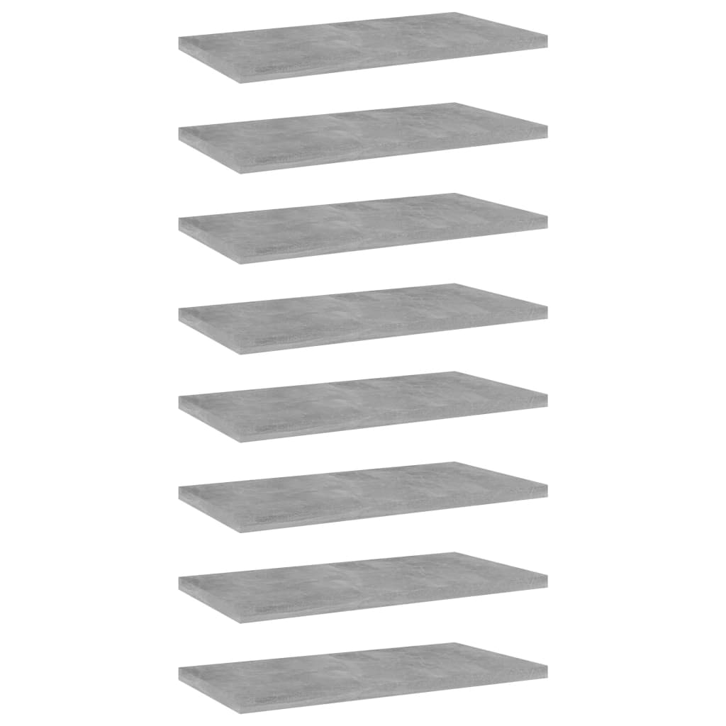 vidaXL Přídavné police 8 ks betonově šedé 40 x 20 x 1,5 cm dřevotříska