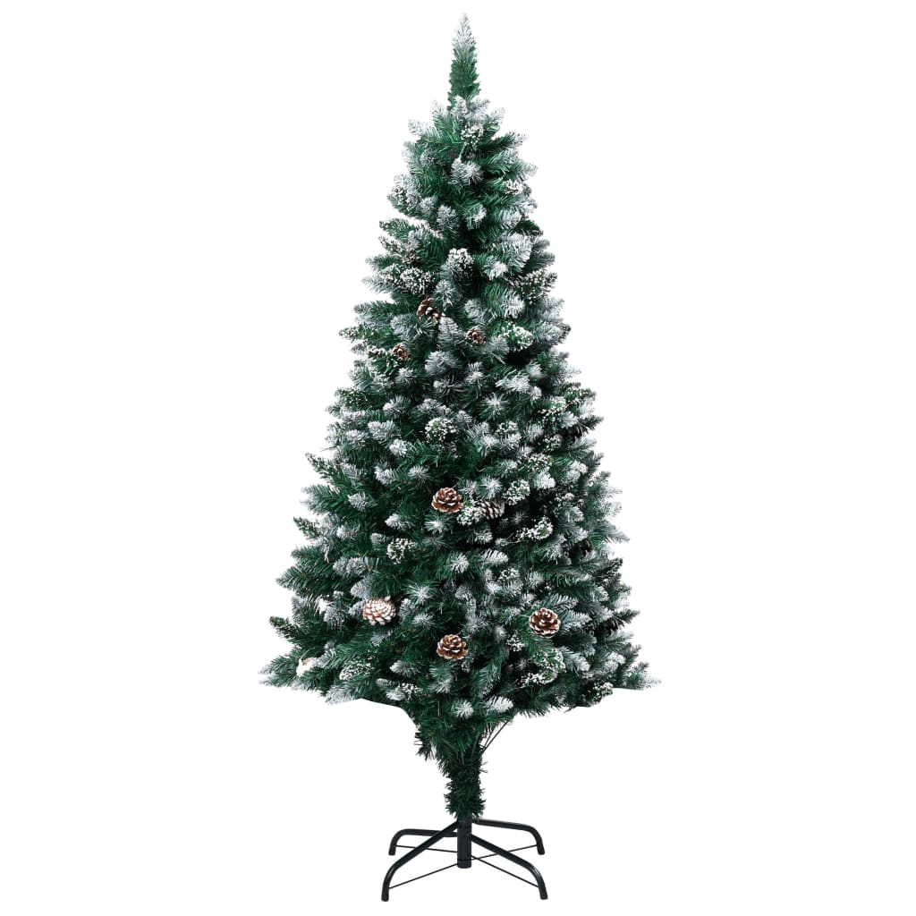 vidaXL Umělý vánoční stromek s LED a šiškami a bílým sněhem 150 cm