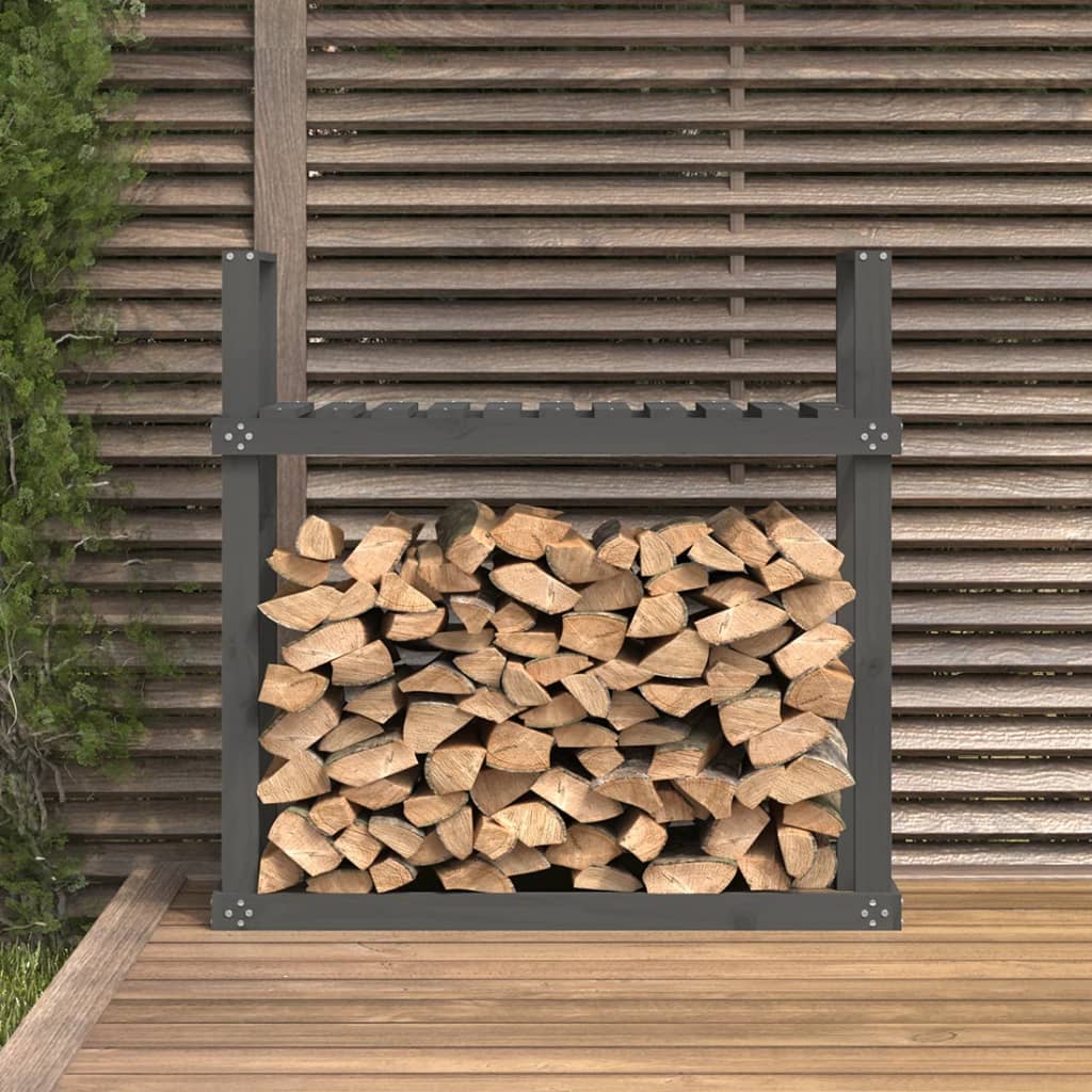 vidaXL Stojan na dřevo šedý 110 x 35 x 108,5 cm masivní borovice