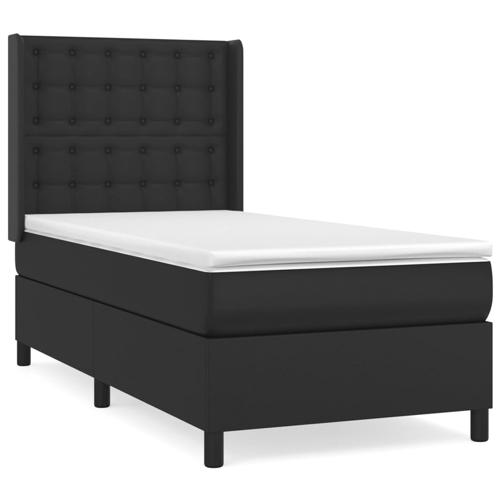 vidaXL Box spring postel s matrací černá 90x200 cm umělá kůže